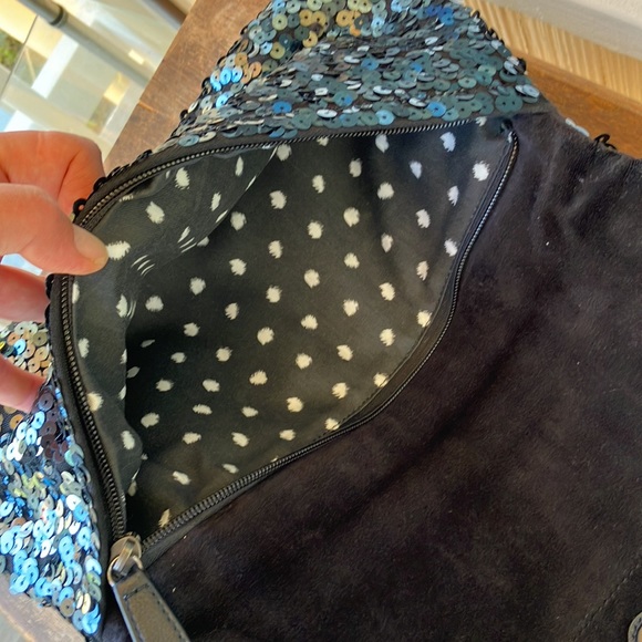 Juicy Couture Blk Velvet with Greenish Blue Iridescent Sequins & Blk Bow Clutch - Picture 9 of 16